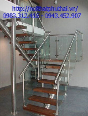 Cầu thang kính inox PT25